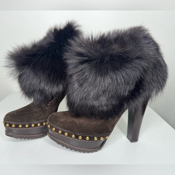 Prada Milano Platform Studded Fur and Suede Boots - Ultimate Luxury and Style - Picture 1 of 10